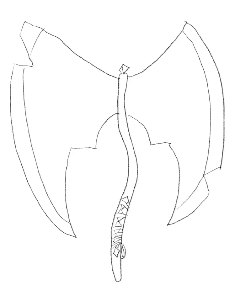 Another drawing of an axe.