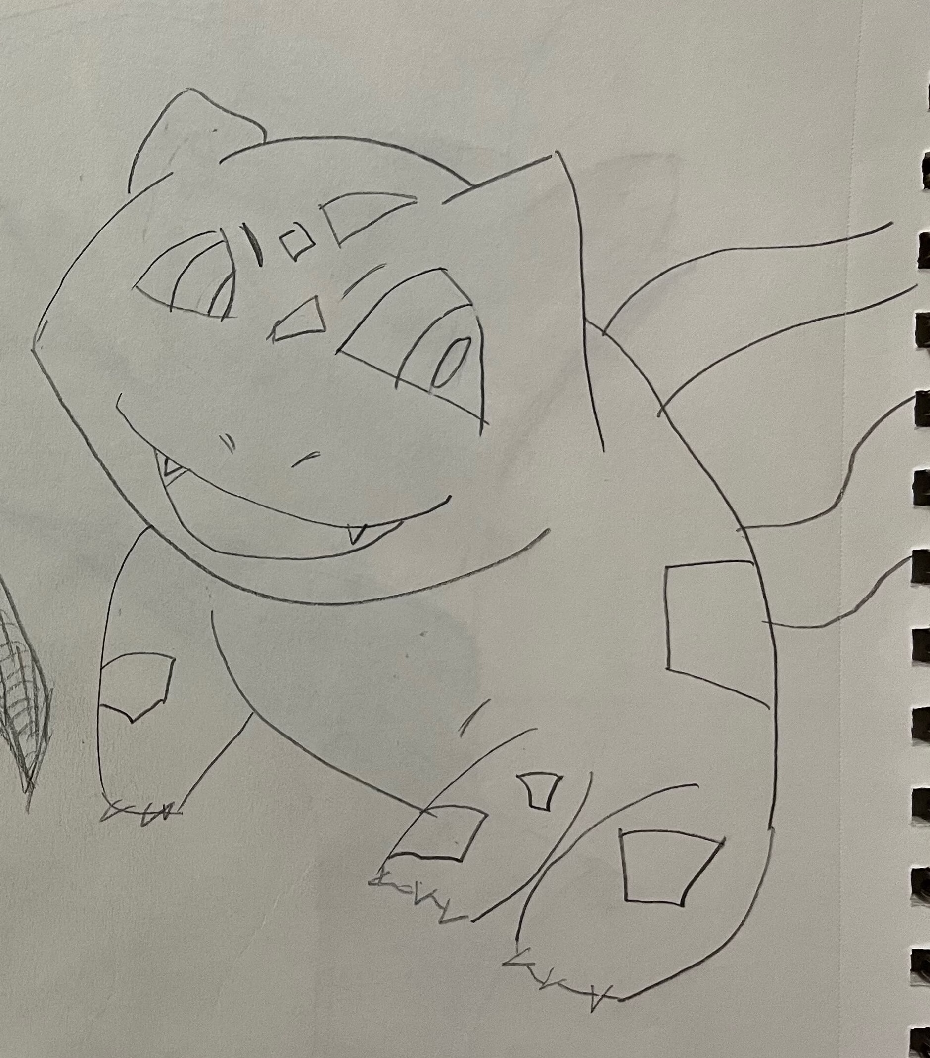 Drawing of a bulbasaur pokemon.