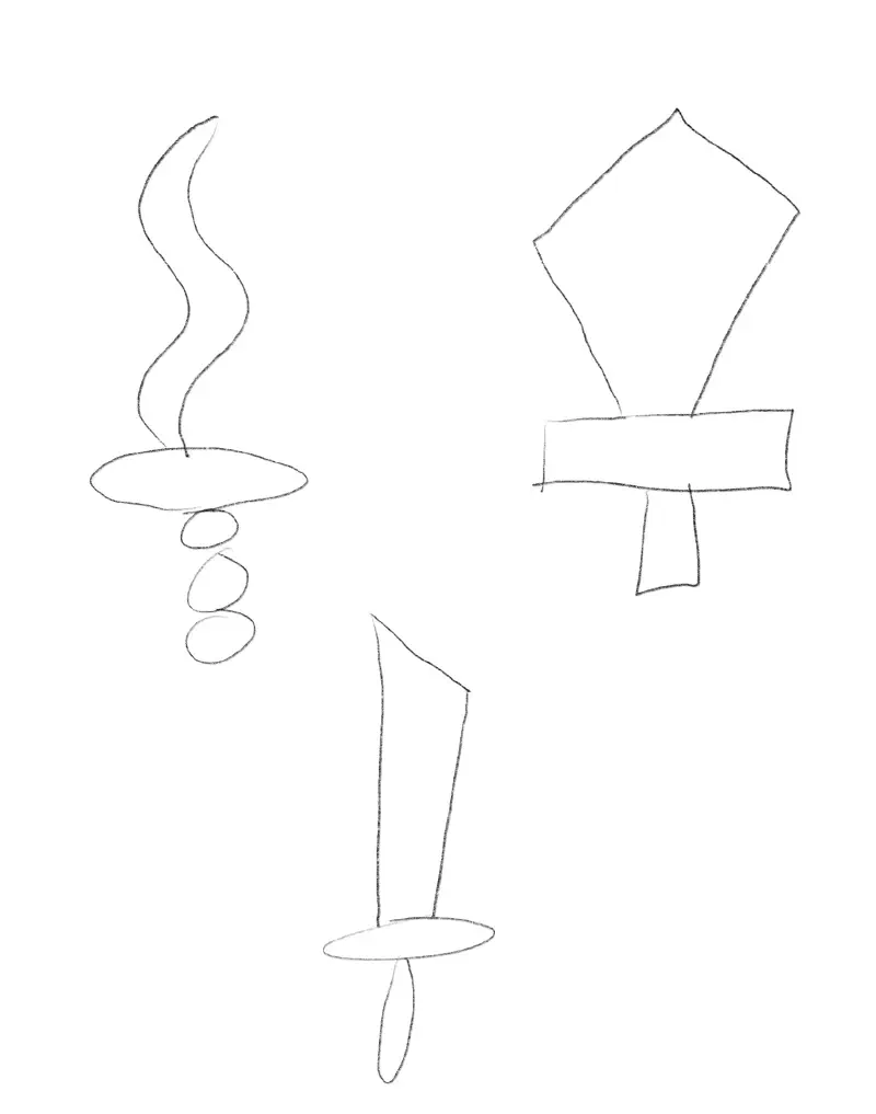 A few more poorly drawn swords.